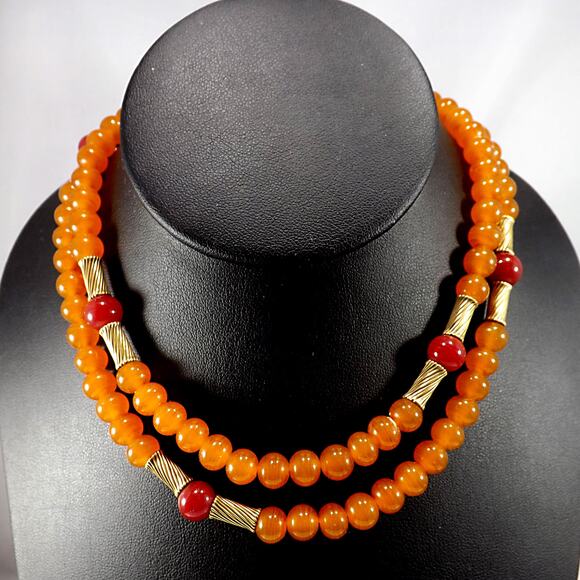 Vintage Anne Klein for Accessocraft Necklace Beaded Early 1970s Art Glass - Picture 7 of 10